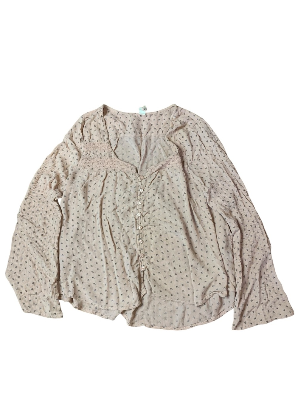 Tokyo Darling Boho Floral Gauze Blouse Size Large